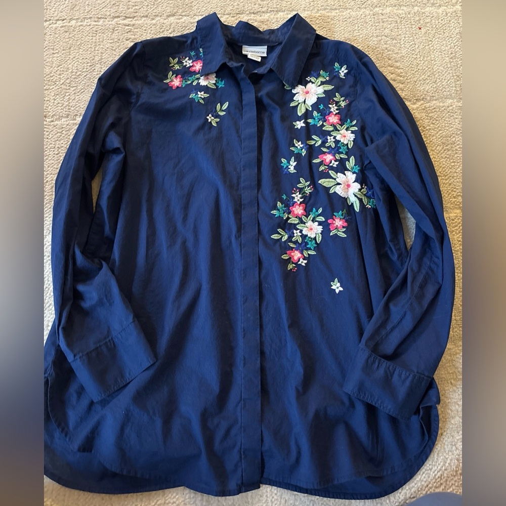 Liz Claiborne Navy Cotton Blouse